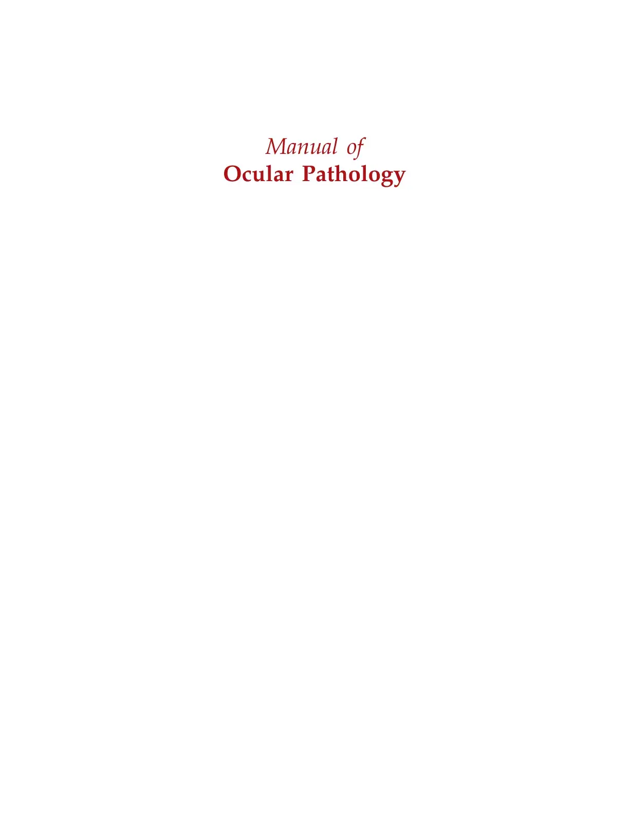 غلاف كتاب Manual of Ocular Pathology