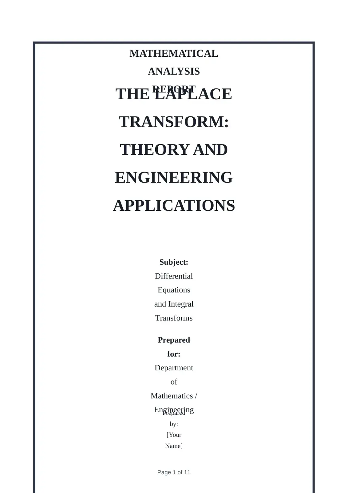 غلاف كتاب Mathematical Analysis: The Laplace Transform Theory and Engineering Applications