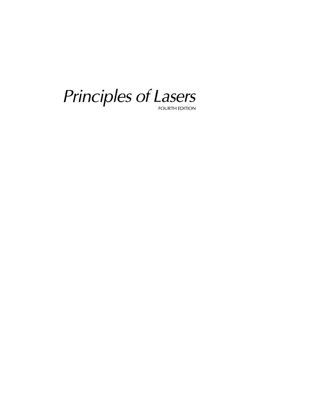 غلاف كتاب Principles of Lasers
