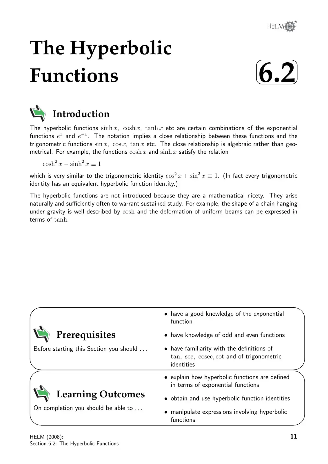 غلاف كتاب The Hyperbolic Functions