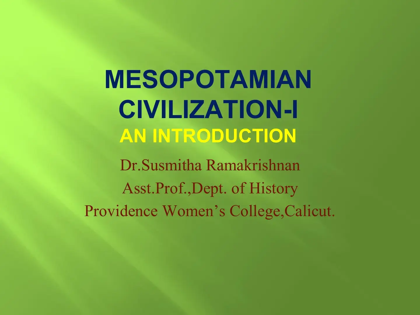 غلاف كتاب MESOPOTAMIAN CIVILIZATION-I - AN INTRODUCTION