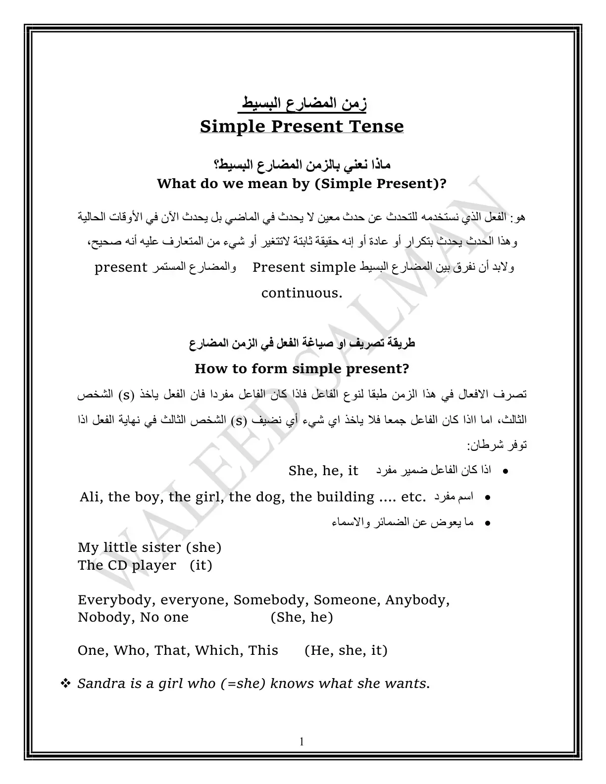 غلاف كتاب زمن المضارع البسيط Simple Present Tense