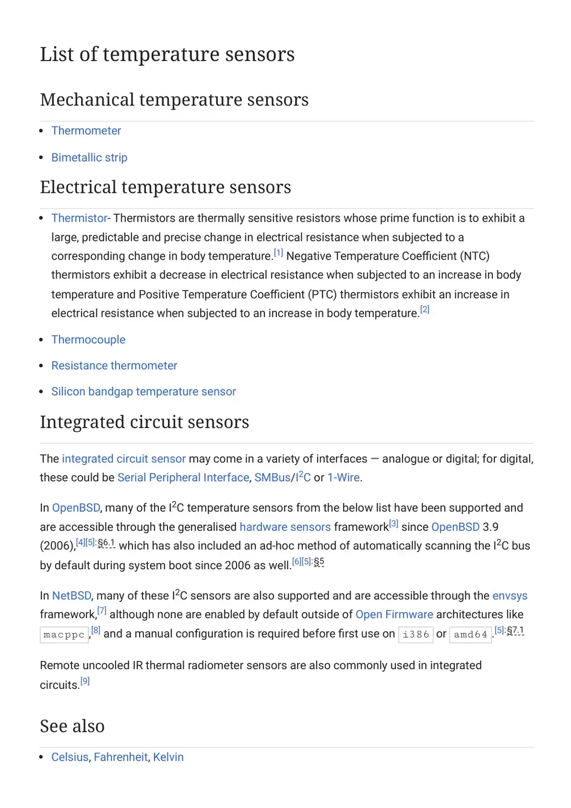 غلاف كتاب List of Temperature Sensors