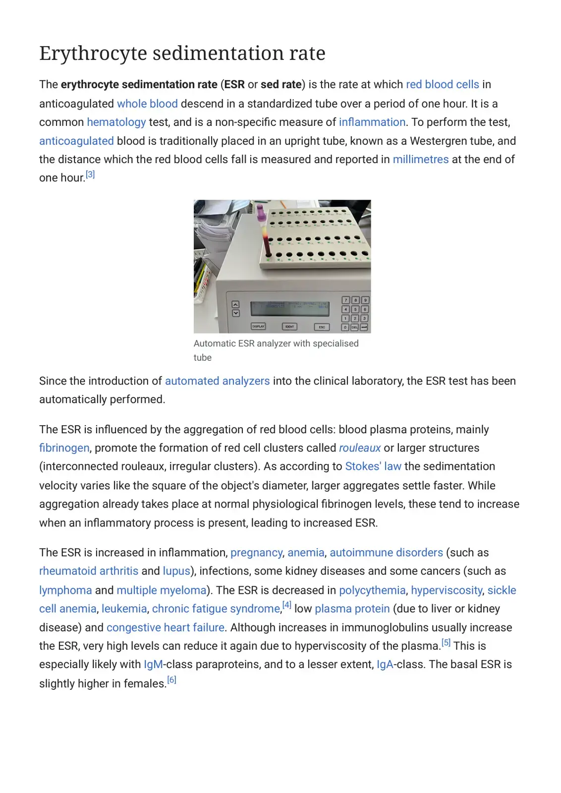 غلاف كتاب Erythrocyte Sedimentation Rate