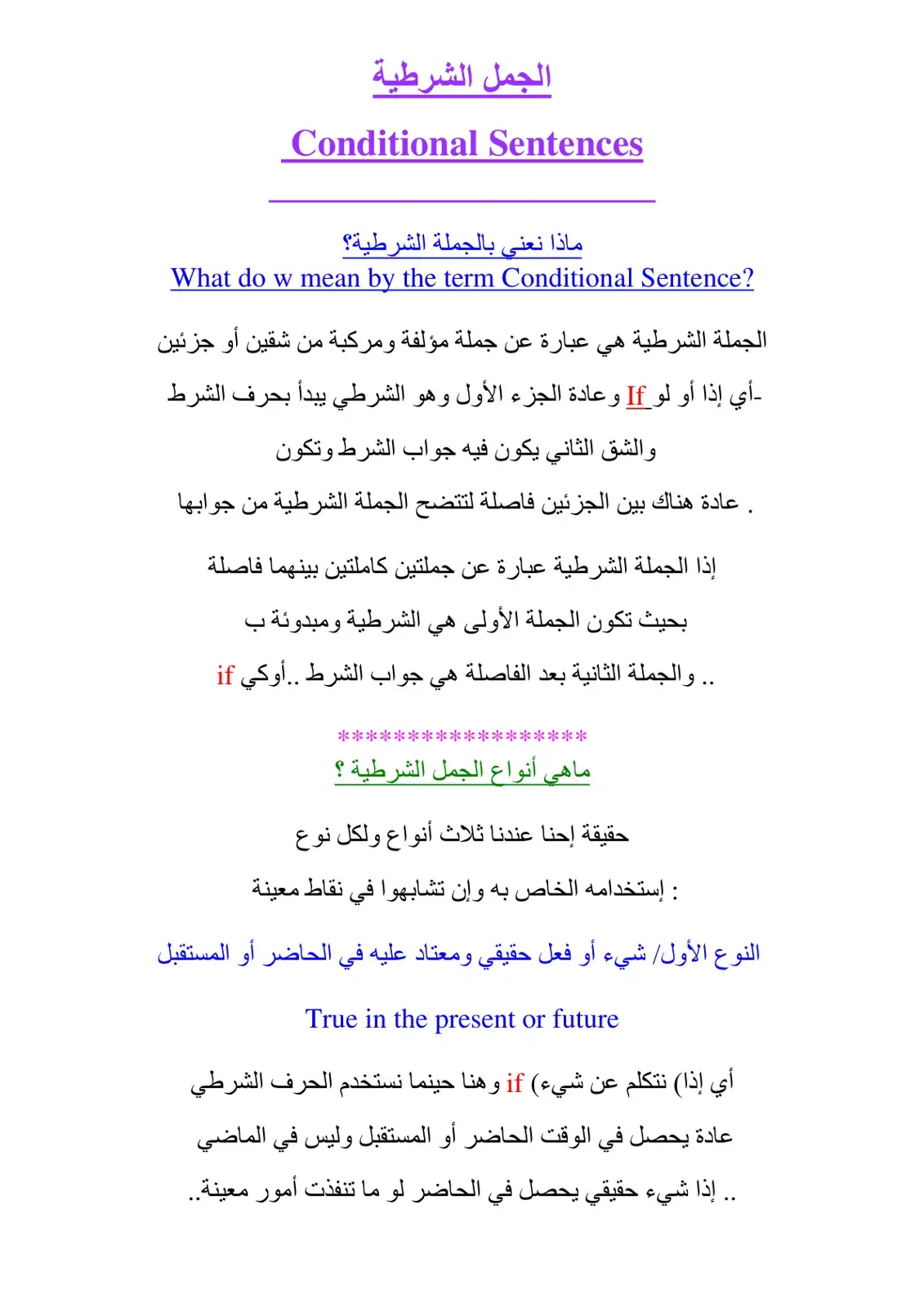 غلاف كتاب الجمل الشرطية Conditional Sentences