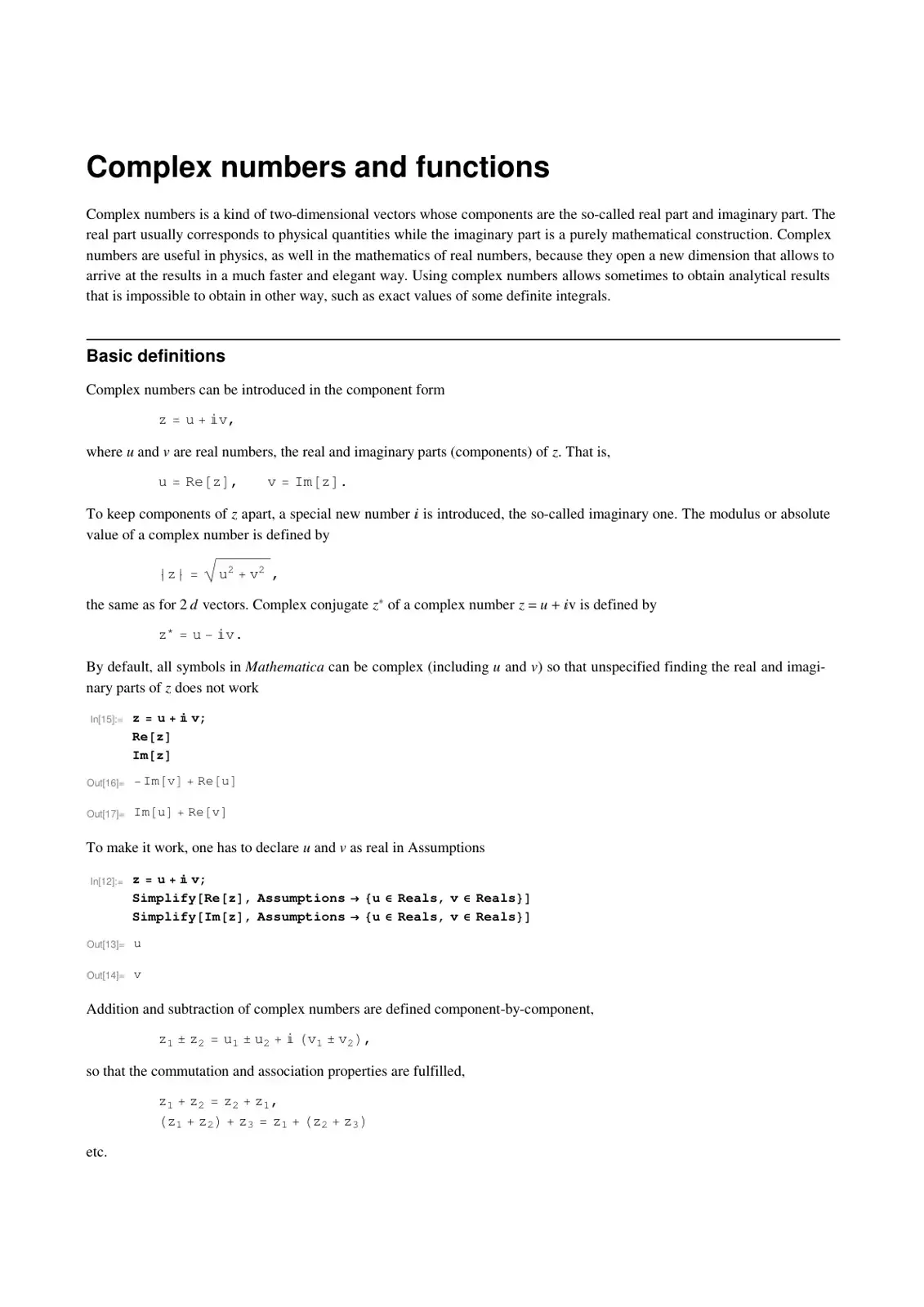 غلاف كتاب Complex numbers and functions