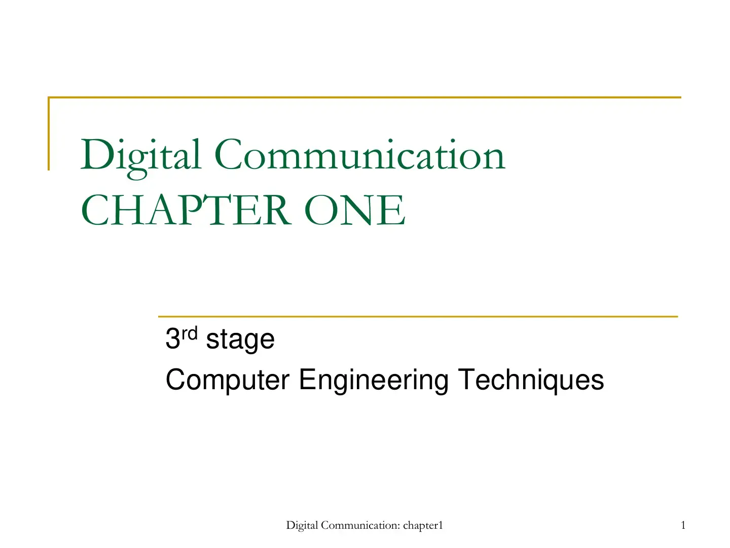 غلاف كتاب Digital Communication: Chapter One