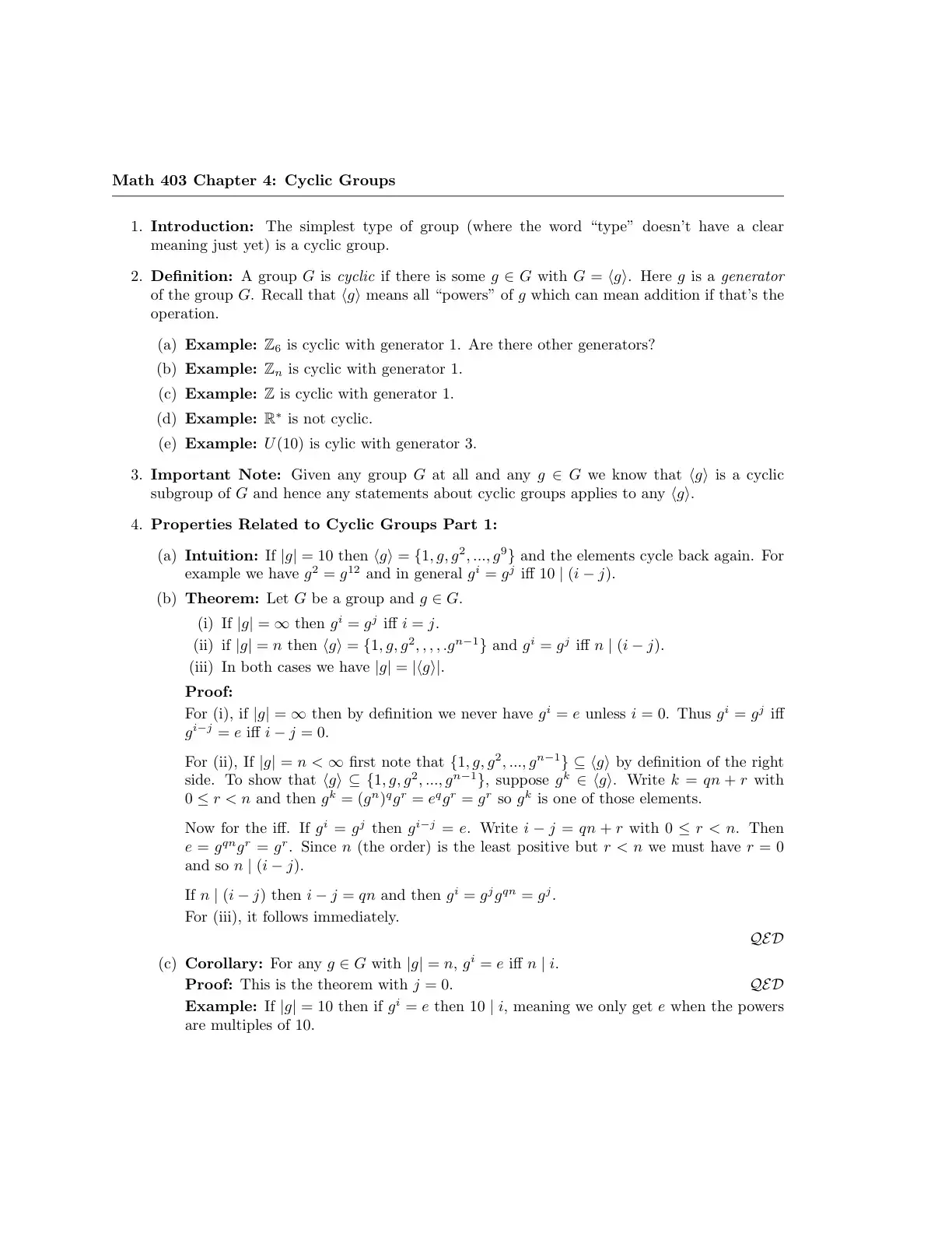 غلاف كتاب Math 403 Chapter 4: Cyclic Groups