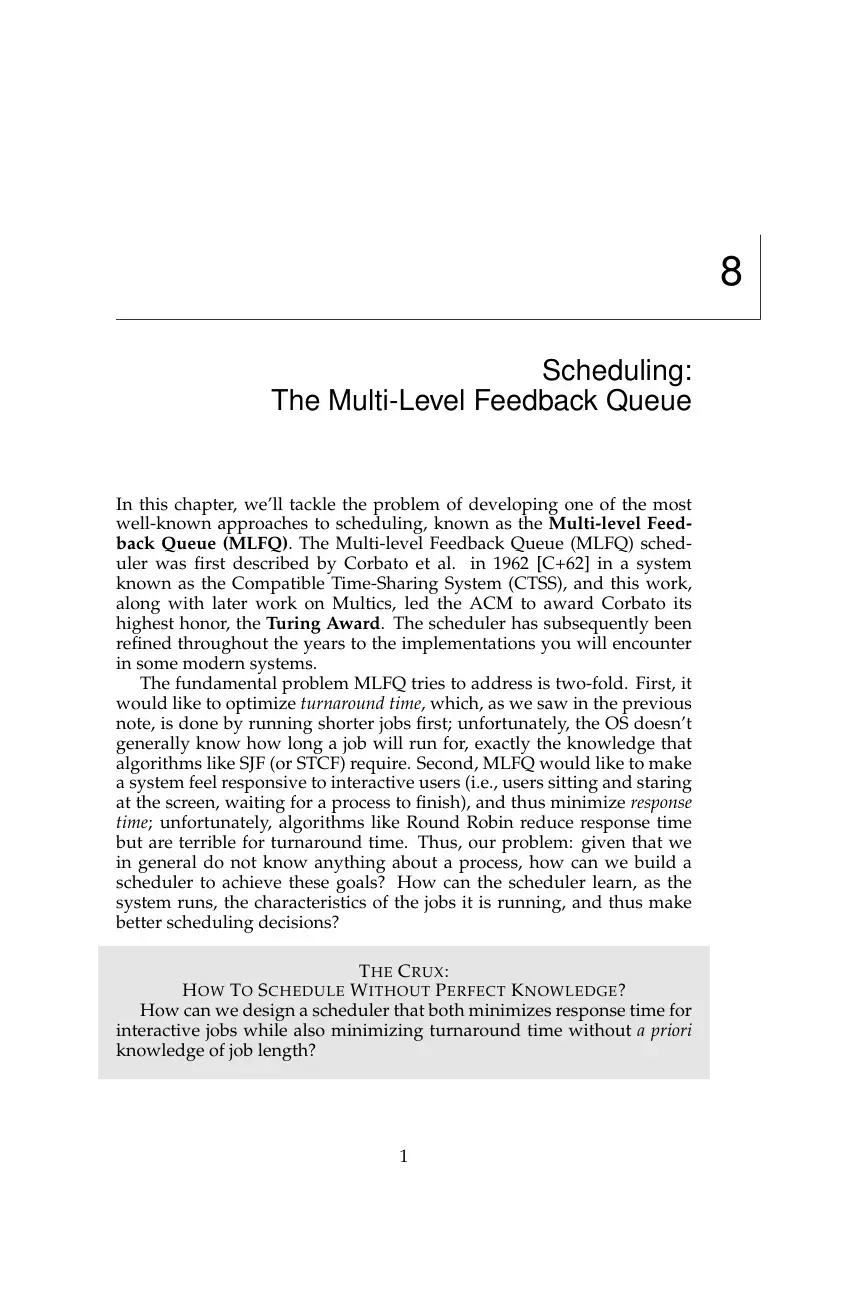 غلاف كتاب Scheduling: The Multi-Level Feedback Queue