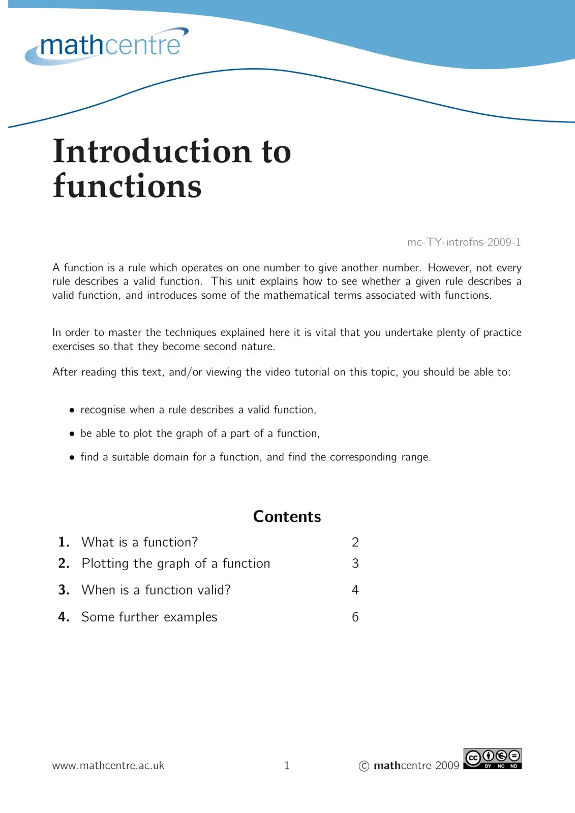 غلاف كتاب Introduction to functions