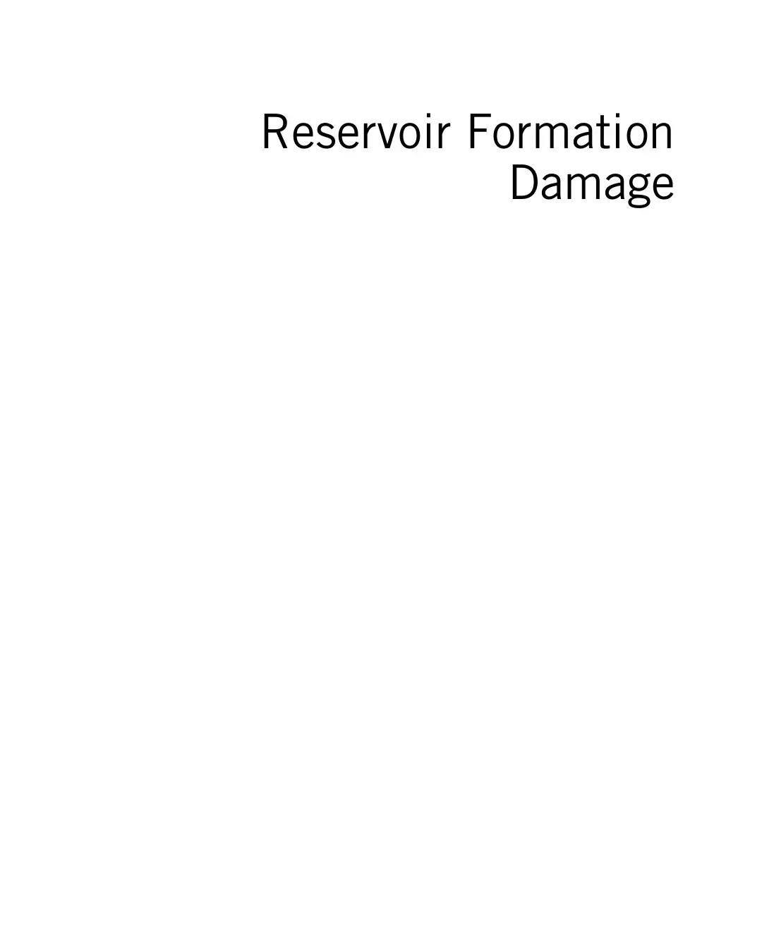 غلاف كتاب Reservoir Formation Damage