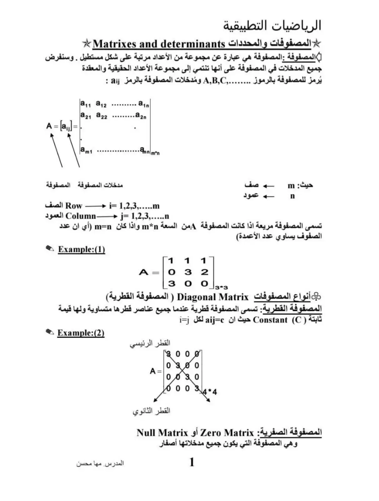 غلاف كتاب الرياضيات التطبيقية - المصفوفات والمحددات Matrixes and determinants