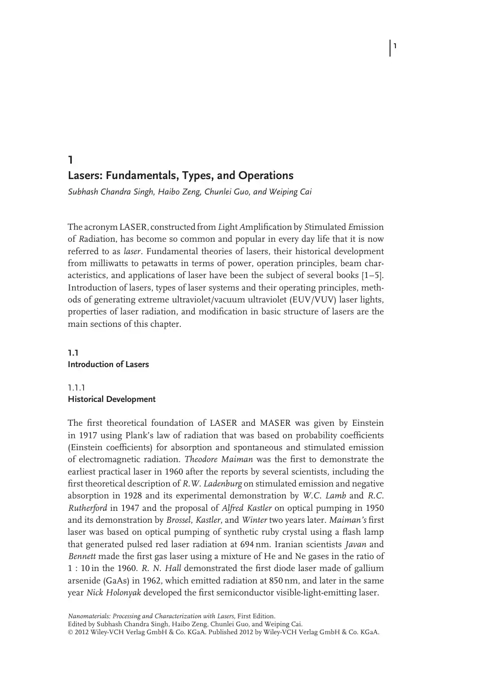 غلاف كتاب Lasers: Fundamentals, Types, and Operations