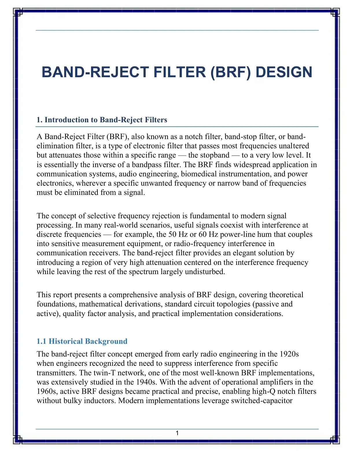 غلاف كتاب BAND-REJECT FILTER (BRF) DESIGN