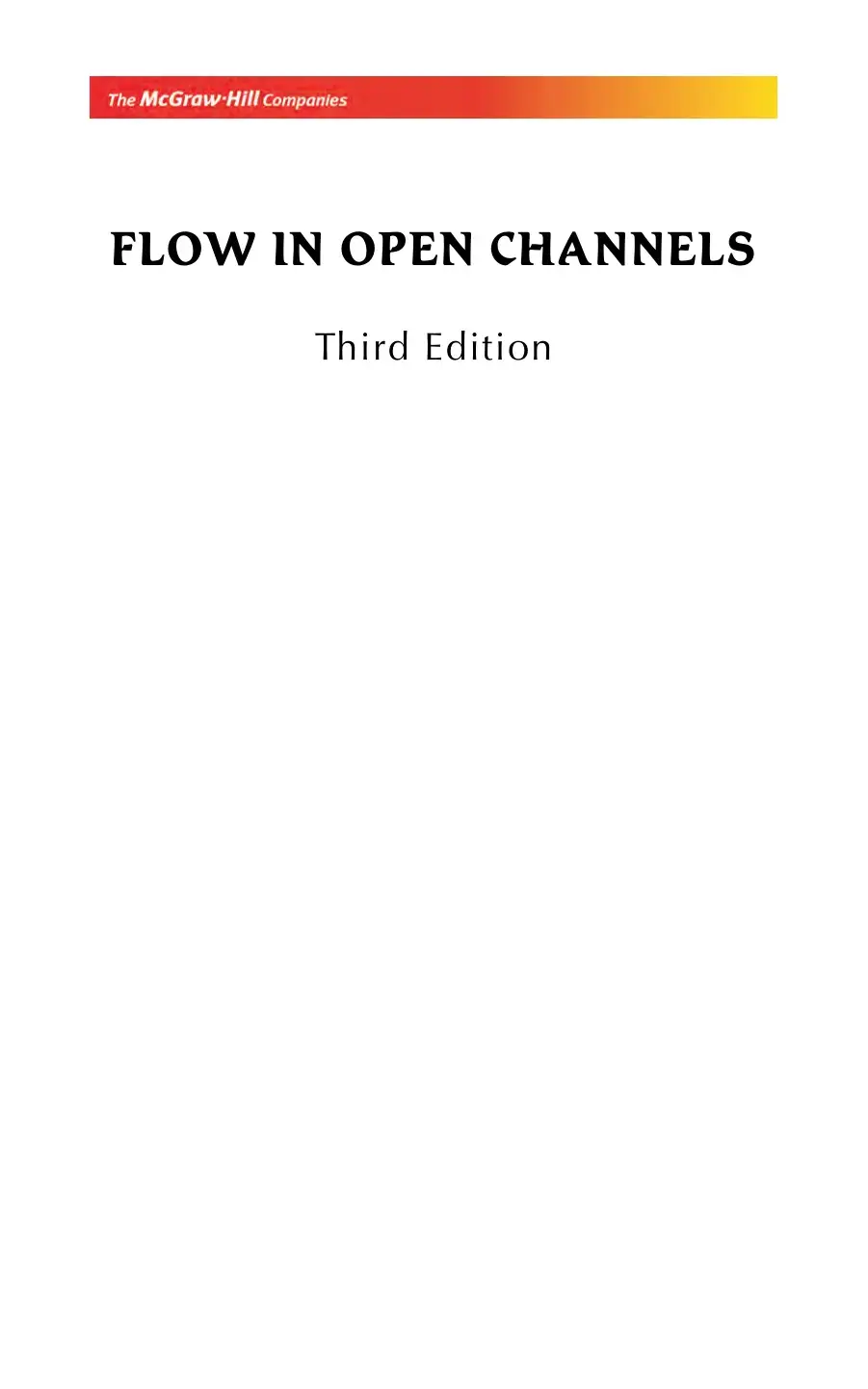 غلاف كتاب Flow in Open Channels
