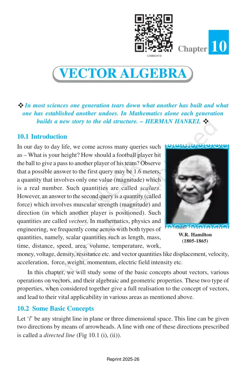 غلاف كتاب Vector Algebra (Chapter 10)