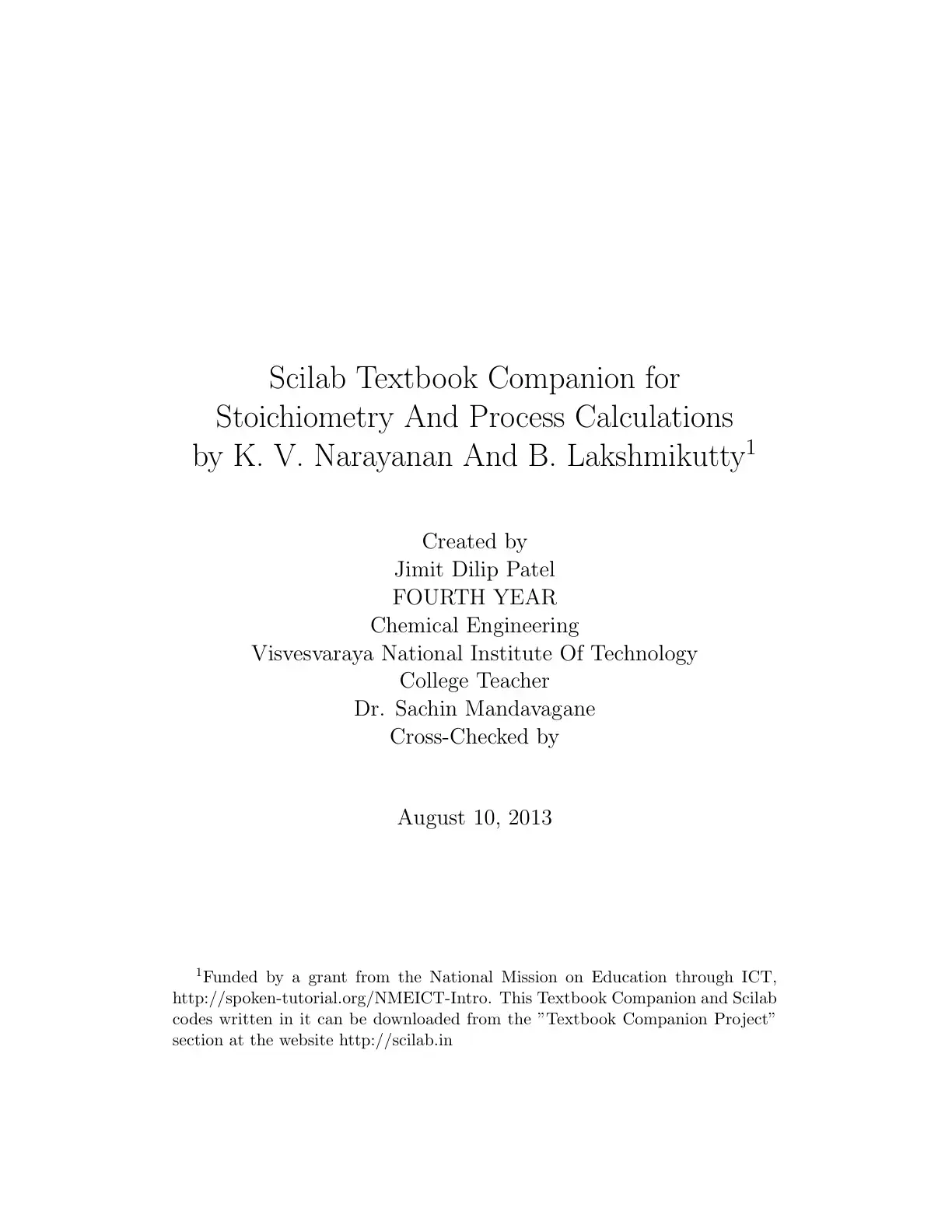 غلاف كتاب Stoichiometry And Process Calculations