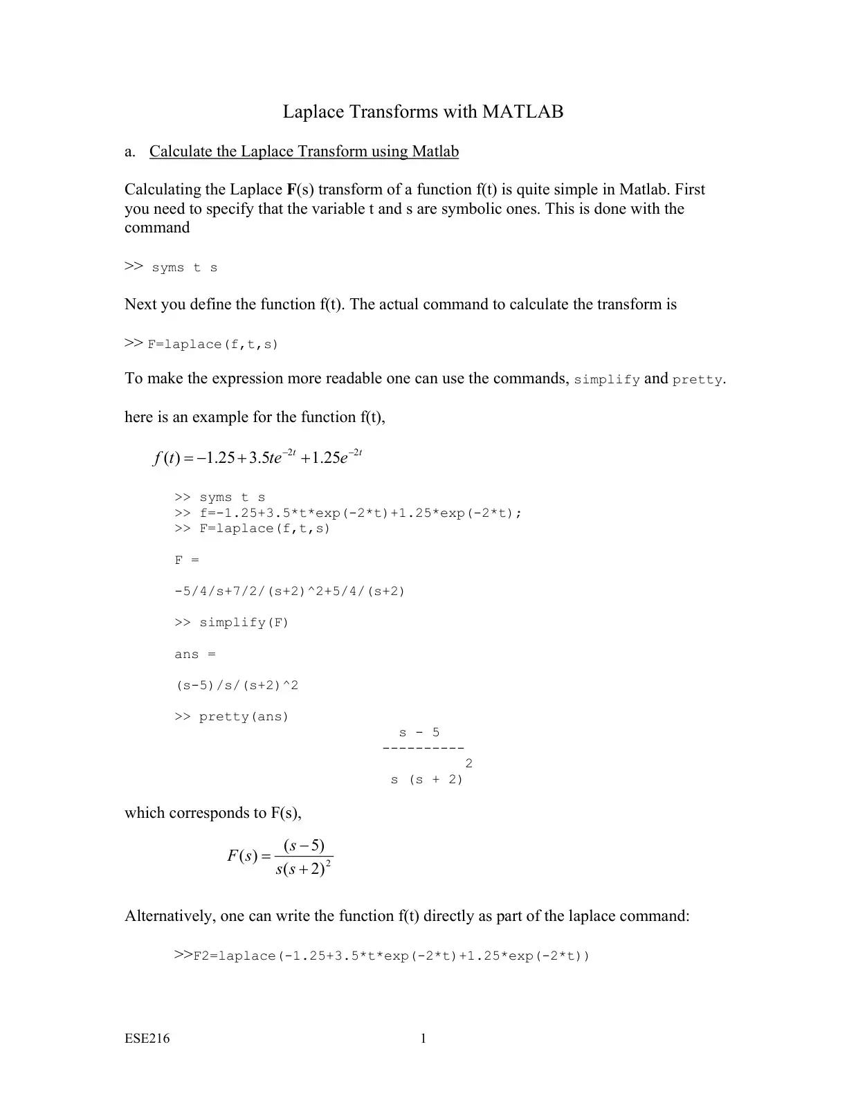 غلاف كتاب Laplace Transforms with MATLAB
