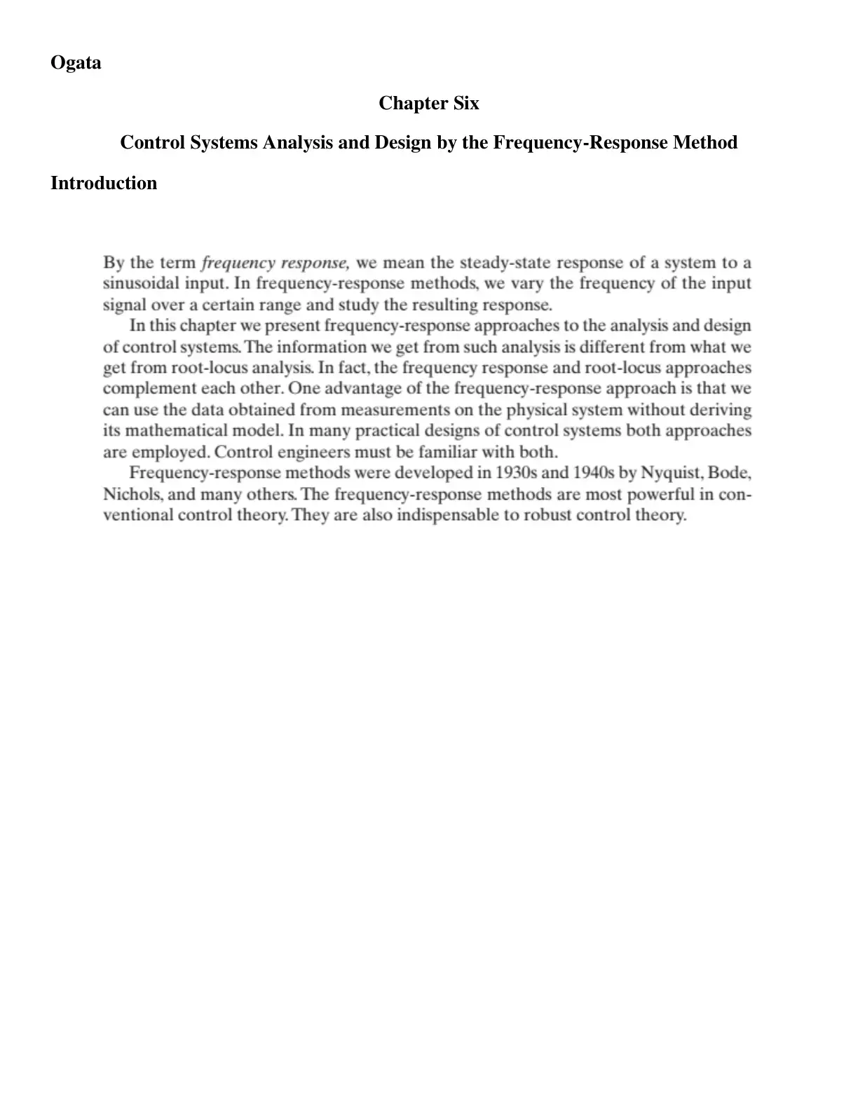 غلاف كتاب Control Systems Analysis and Design by the Frequency-Response Method