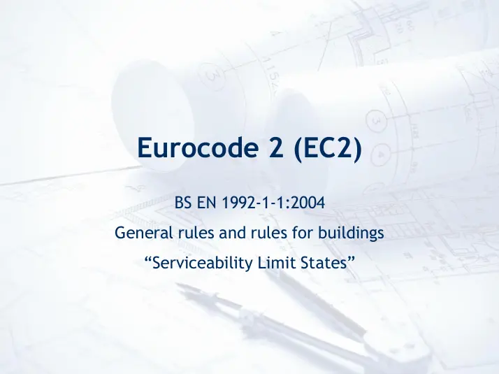 غلاف كتاب Eurocode 2 (EC2) BS EN 1992-1-1:2004 General rules and rules for buildings "Serviceability Limit States"