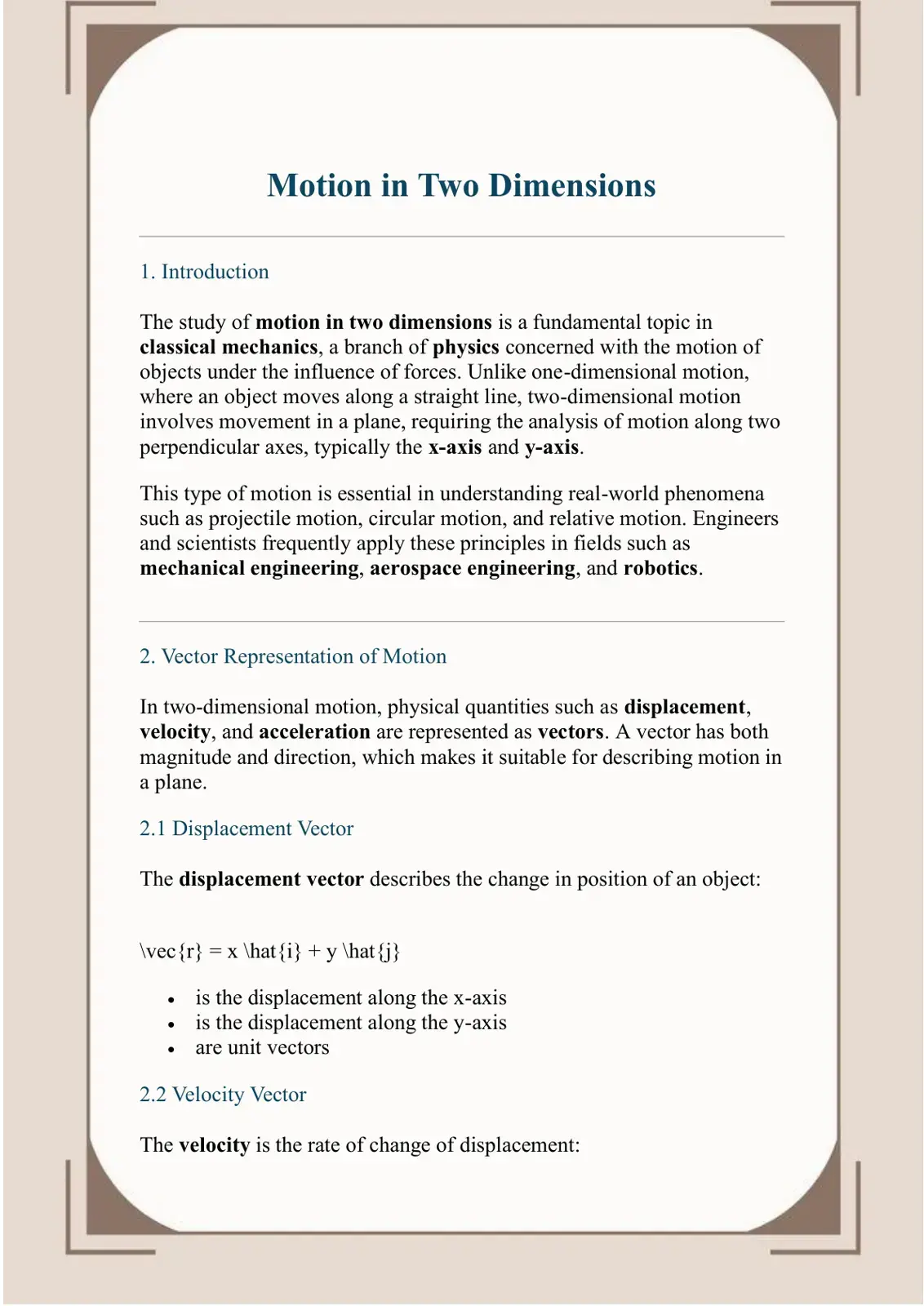 غلاف كتاب Motion in Two Dimensions