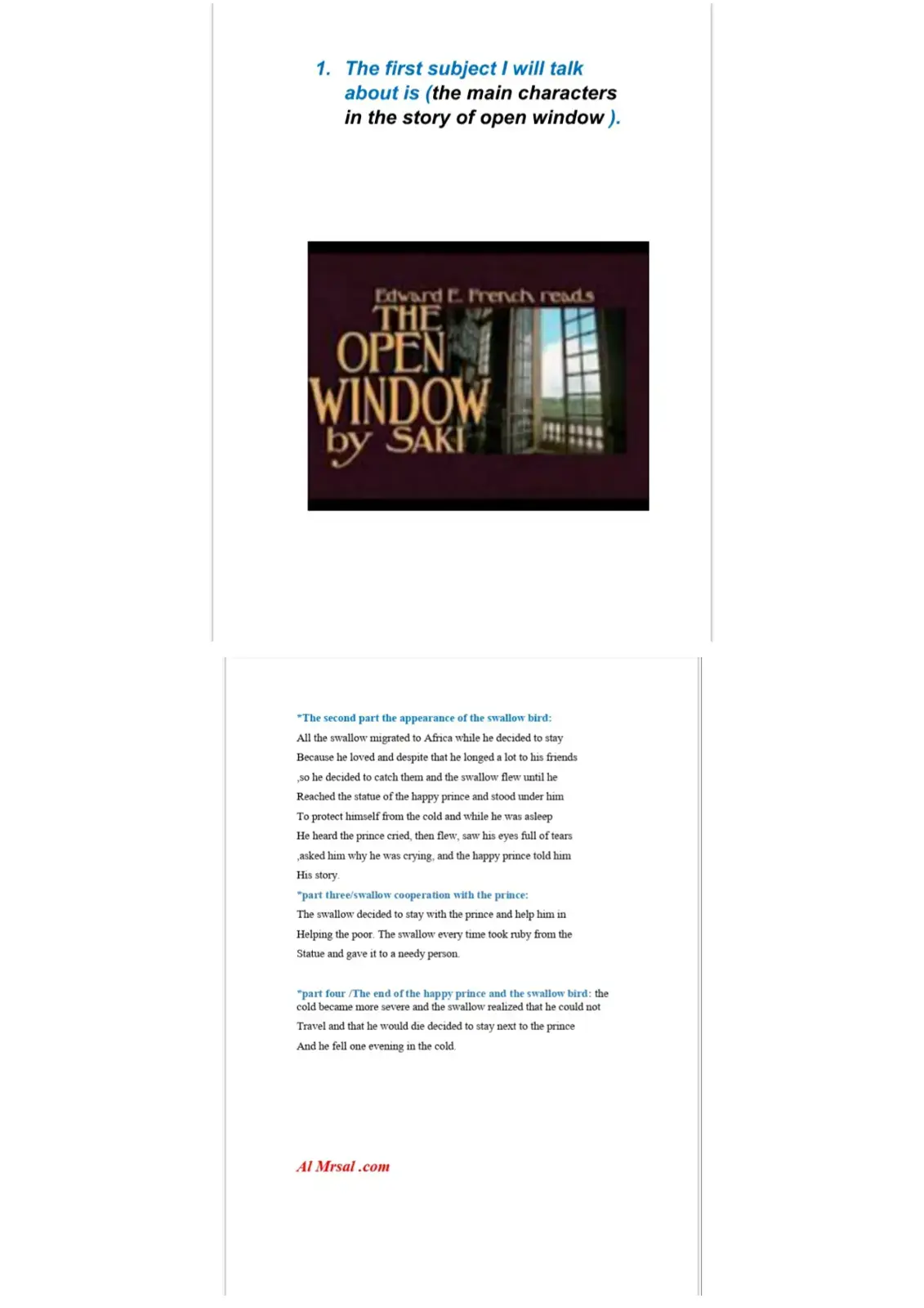 غلاف كتاب Literary Analysis - The Open Window and The Happy Prince