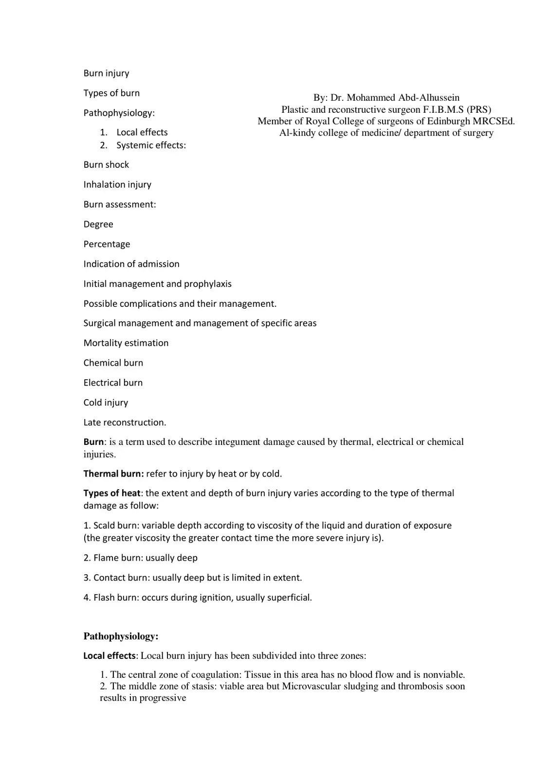غلاف كتاب Burn injury