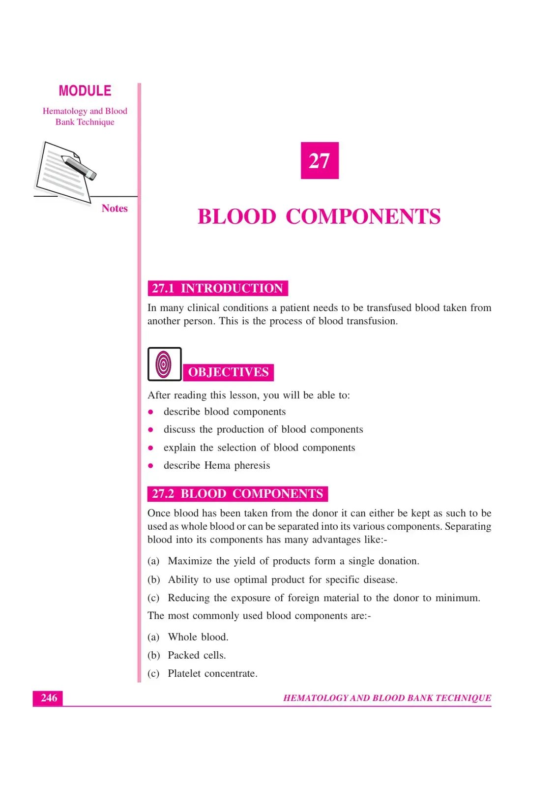 غلاف كتاب Hematology and Blood Bank Technique: Blood Components