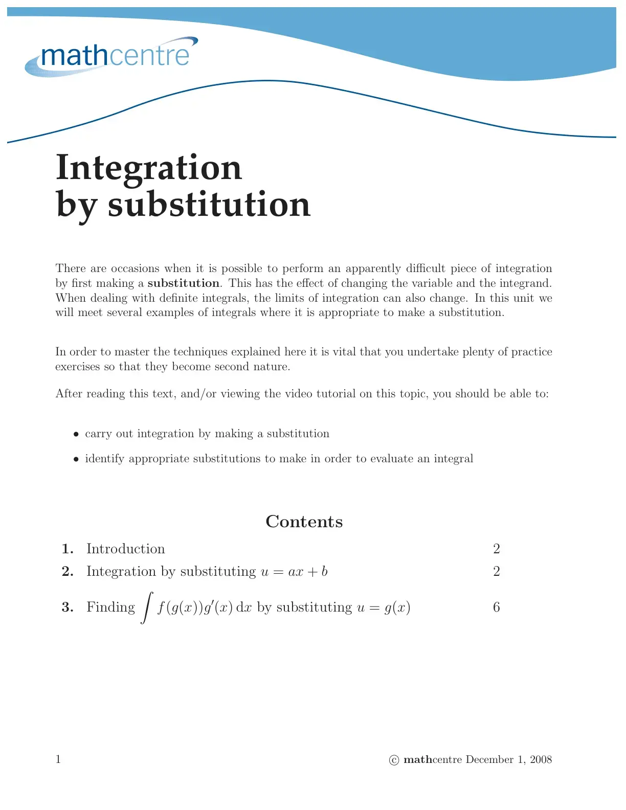 غلاف كتاب Integration by substitution