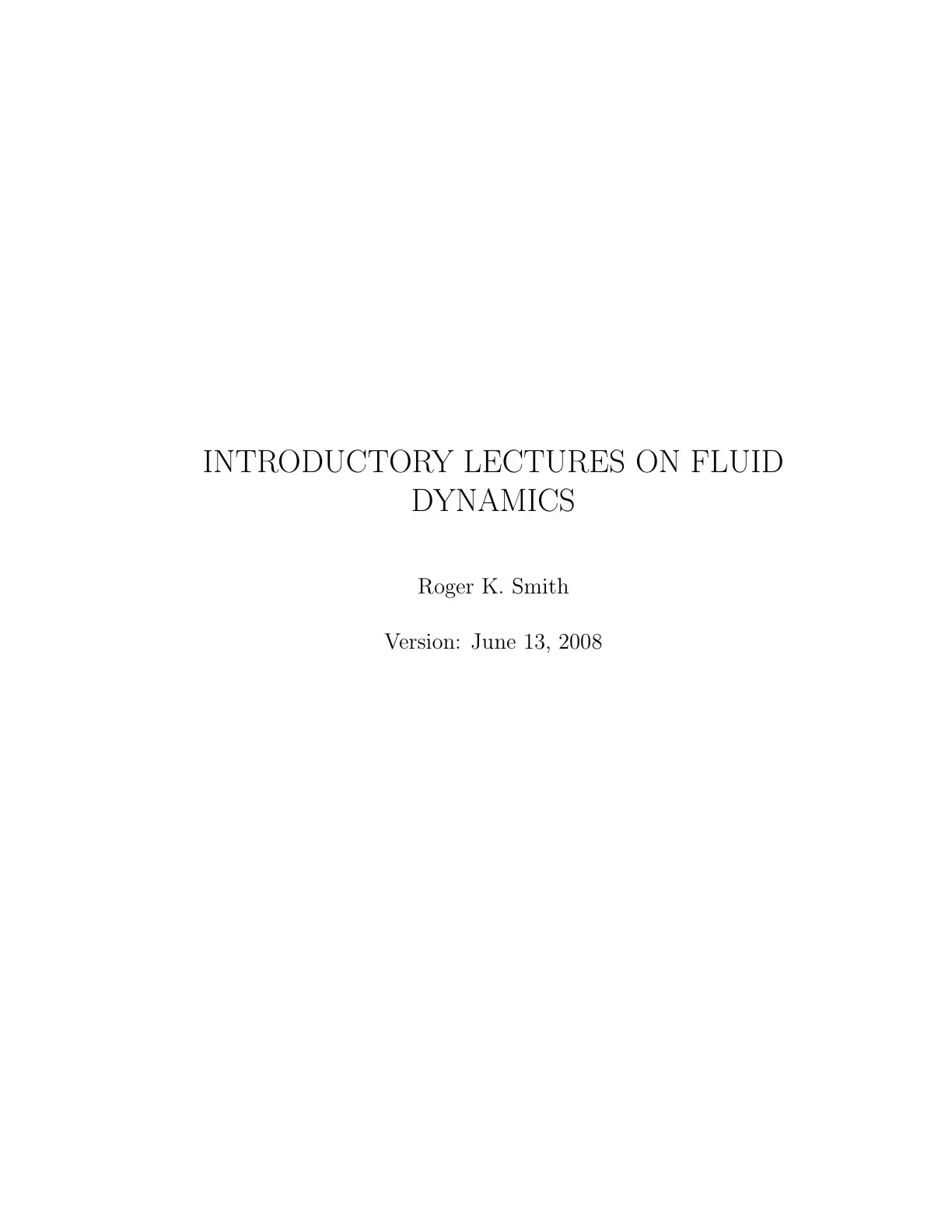 غلاف كتاب Introductory Lectures on Fluid Dynamics