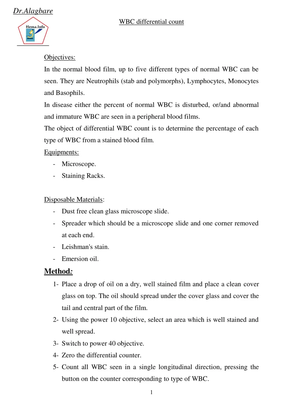 غلاف كتاب WBC Differential Count