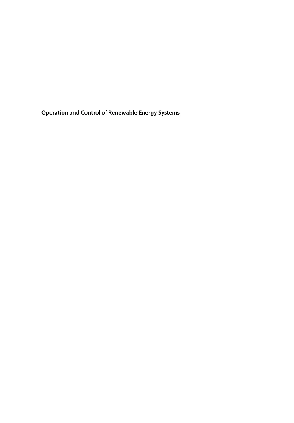 غلاف كتاب Operation and Control of Renewable Energy Systems