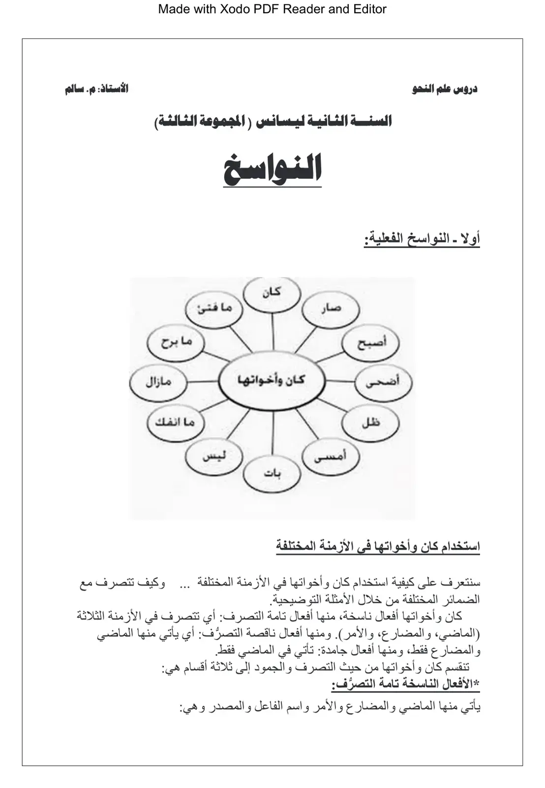 غلاف كتاب دروس علم النحو - النواسخ