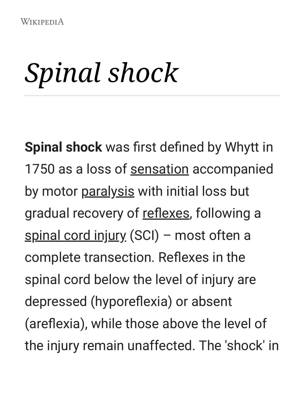 غلاف كتاب Spinal shock