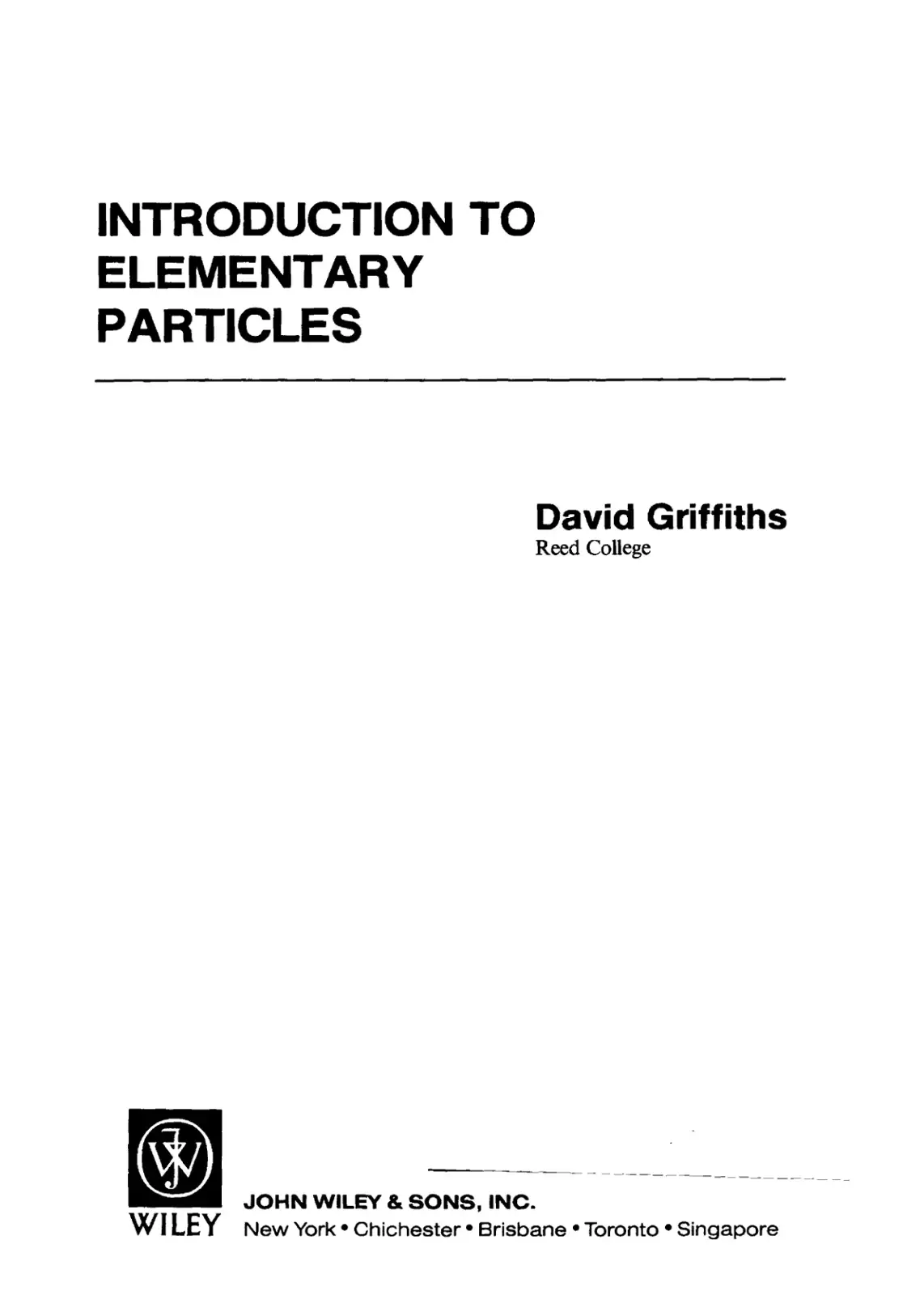 غلاف كتاب Introduction to Elementary Particles