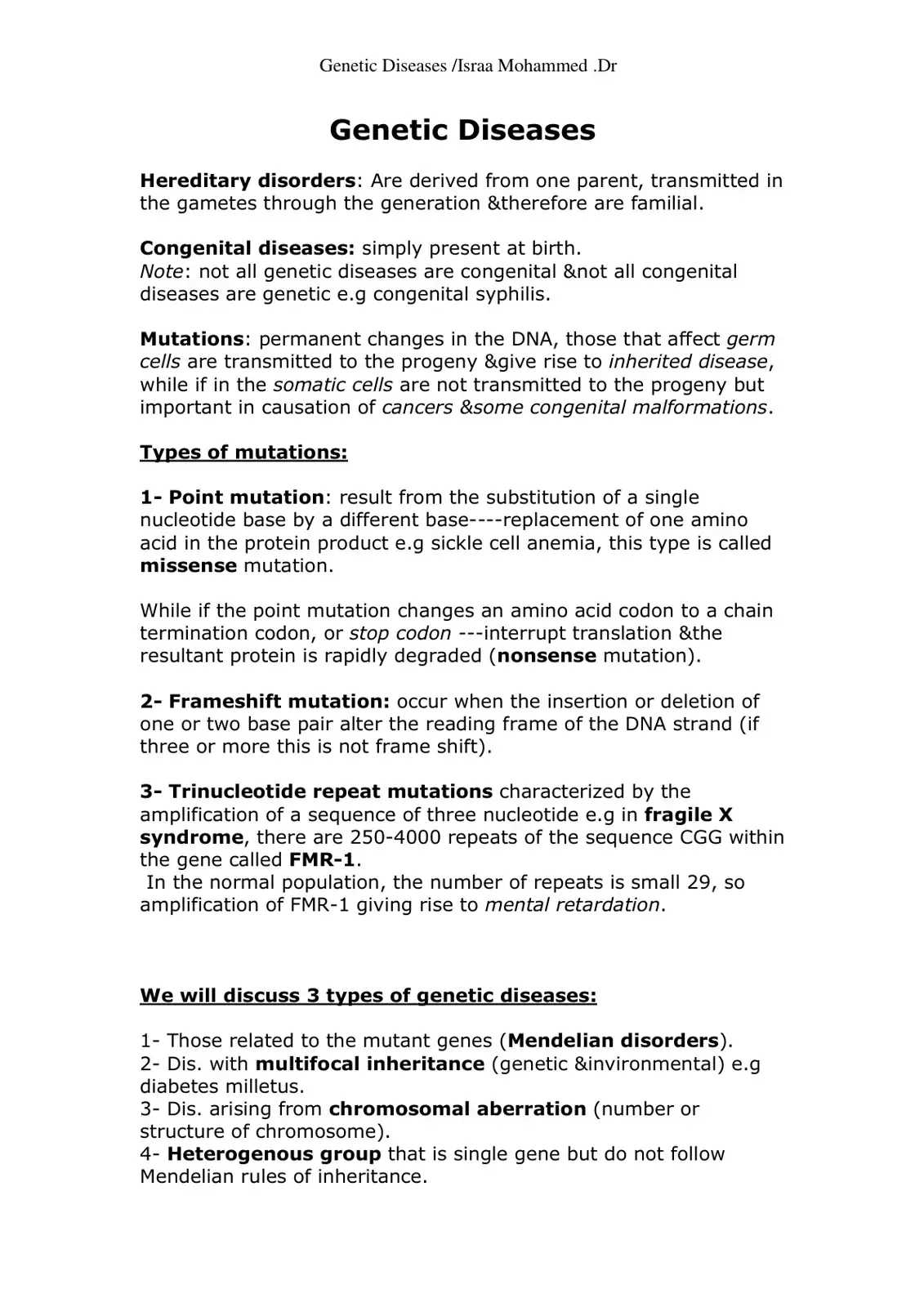 غلاف كتاب Genetic Diseases