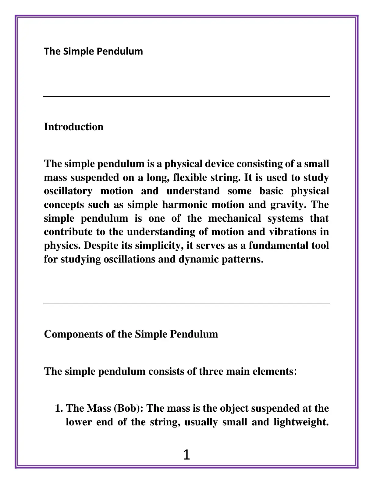 غلاف كتاب The Simple Pendulum