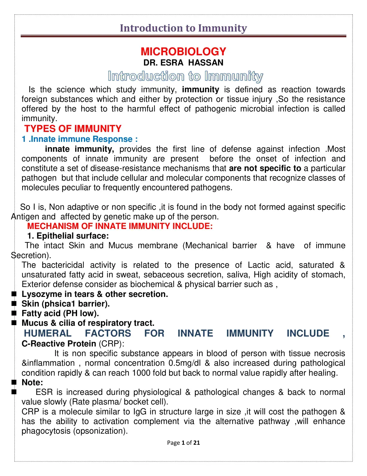 غلاف كتاب Introduction to Immunity