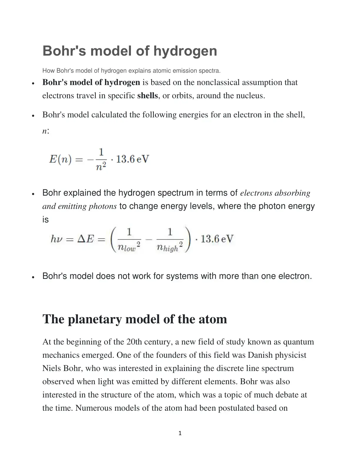 غلاف كتاب Bohr's Model of Hydrogen