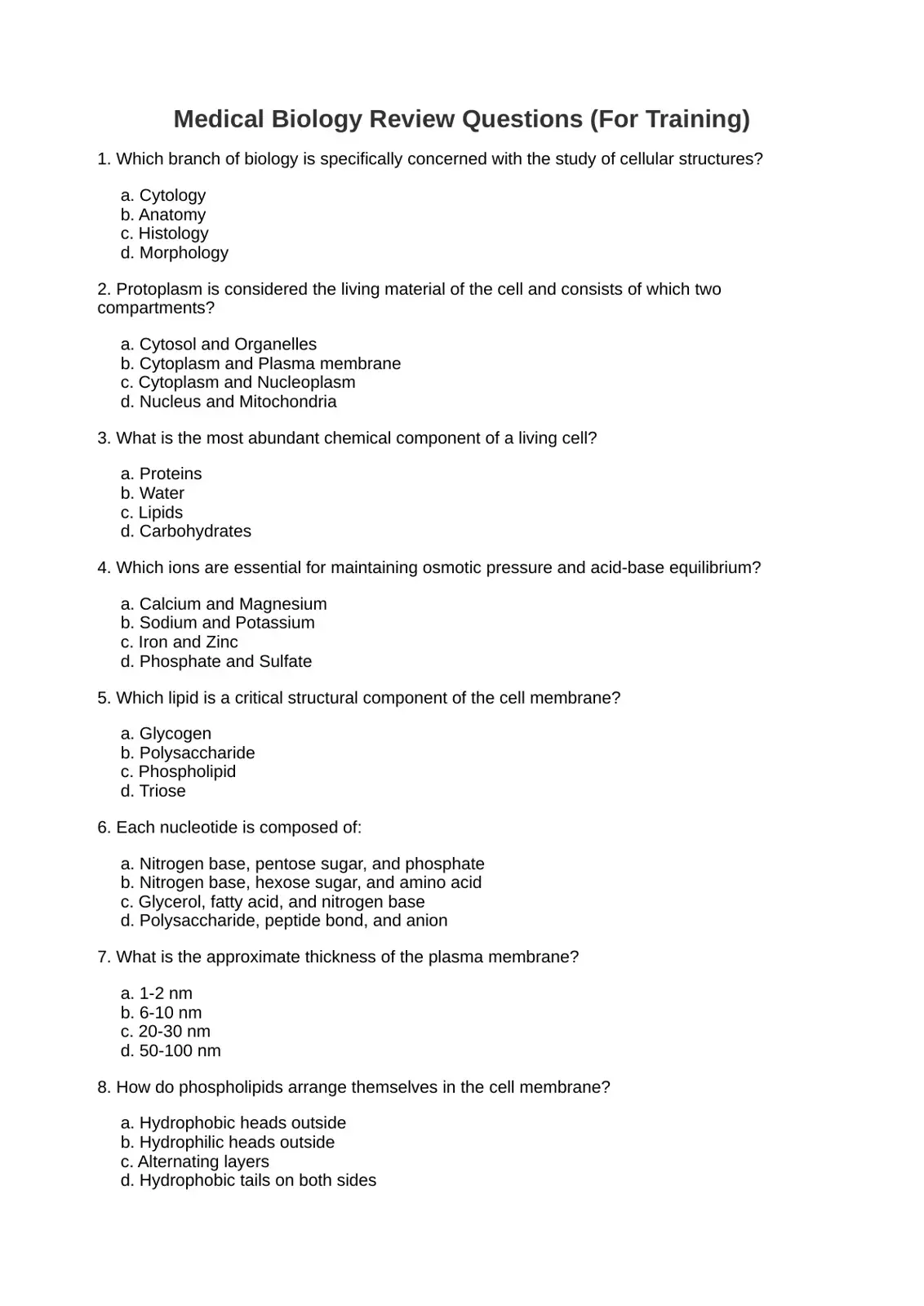 غلاف كتاب Medical Biology Review Questions (For Training)