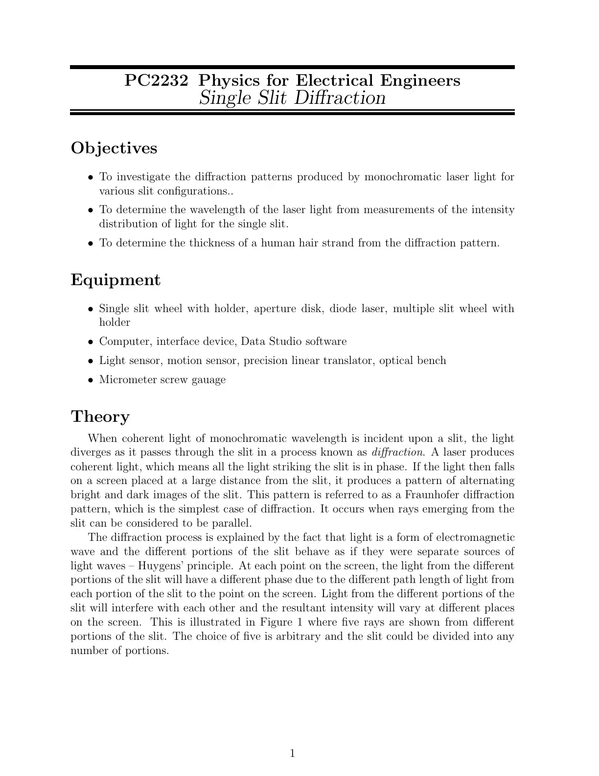 غلاف كتاب Single Slit Diffraction