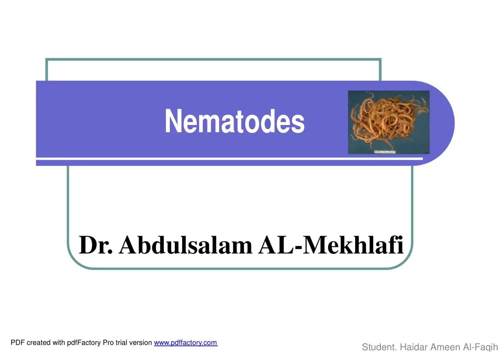 غلاف كتاب Nematodes