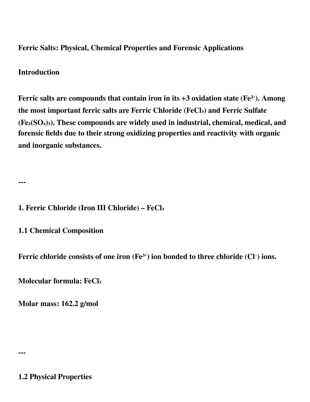 غلاف كتاب Ferric Salts: Physical, Chemical Properties and Forensic Applications