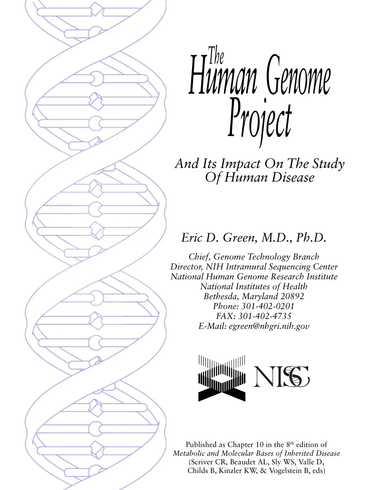 غلاف كتاب The Human Genome Project And Its Impact On The Study Of Human Disease
