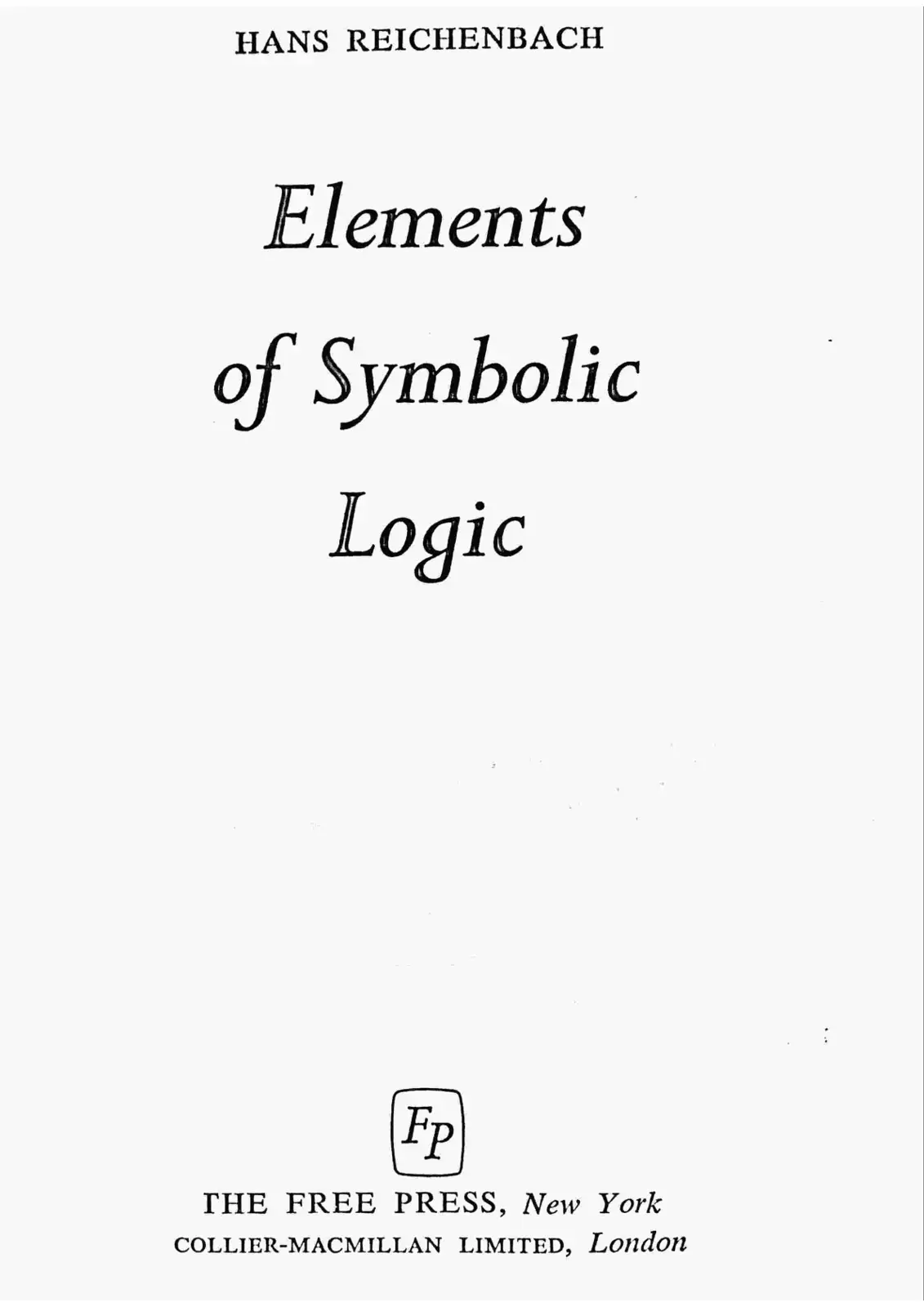 غلاف كتاب Elements of Symbolic Logic