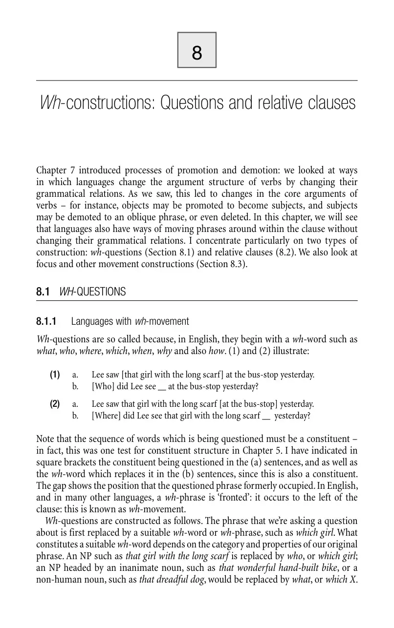 غلاف كتاب Wh-constructions: Questions and relative clauses