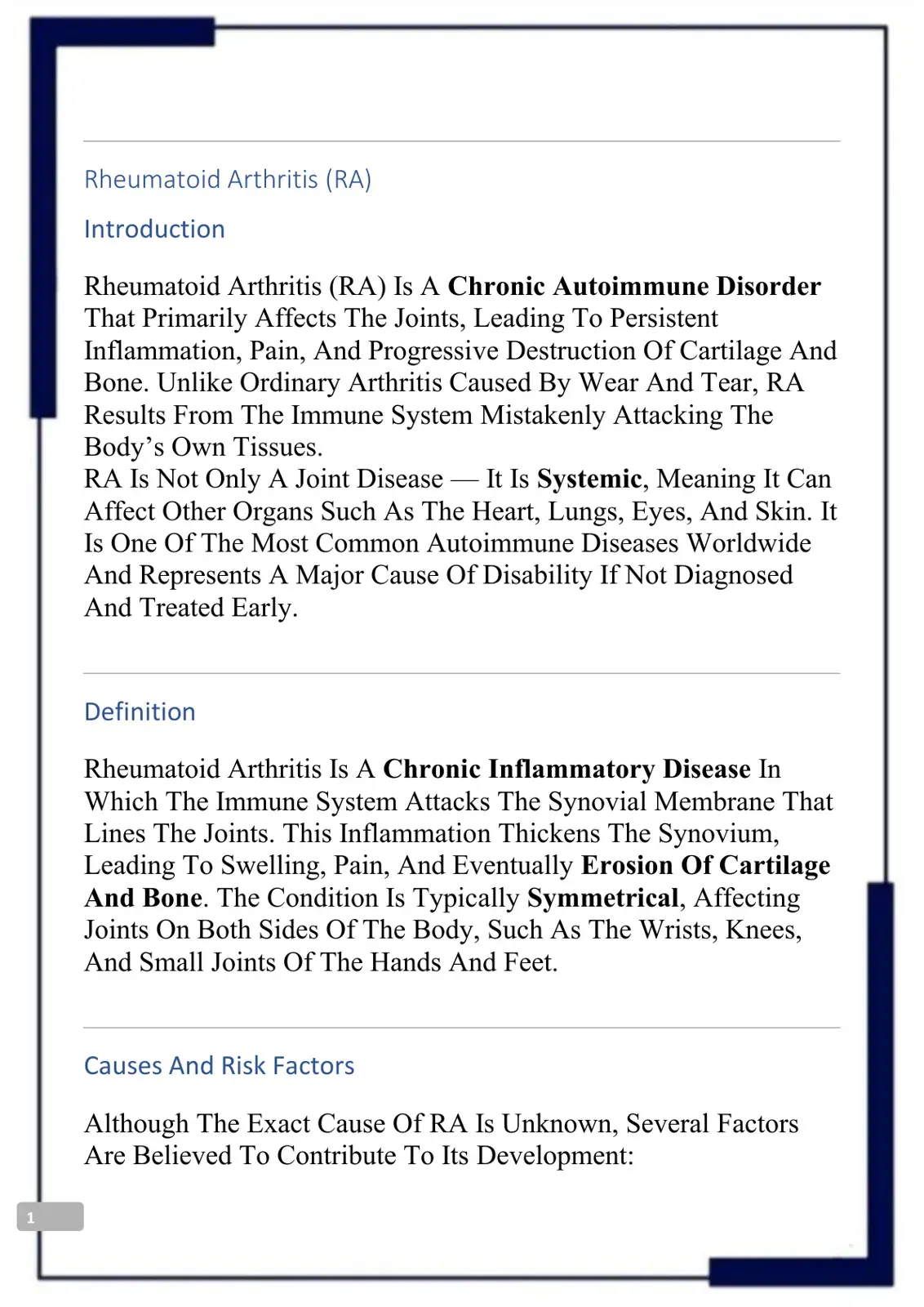 غلاف كتاب Rheumatoid Arthritis (RA)