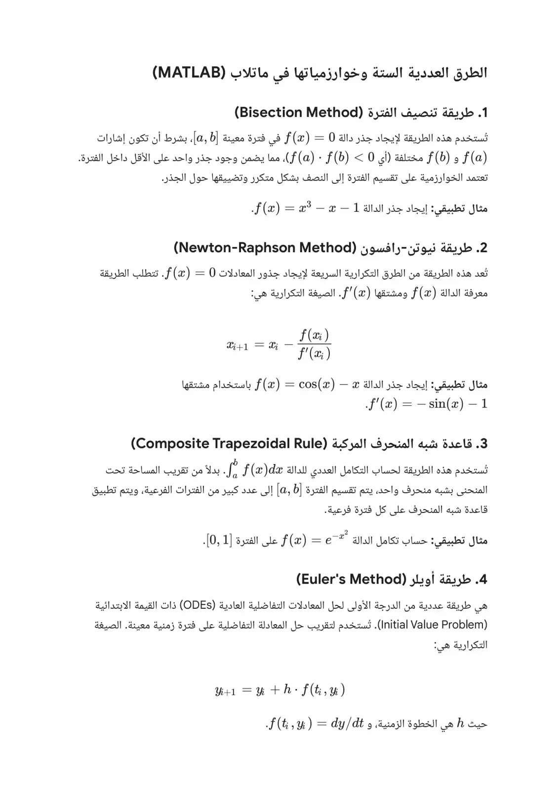 غلاف كتاب الطرق العددية الستة وخوارزمياتها في ماتلاب (MATLAB)
