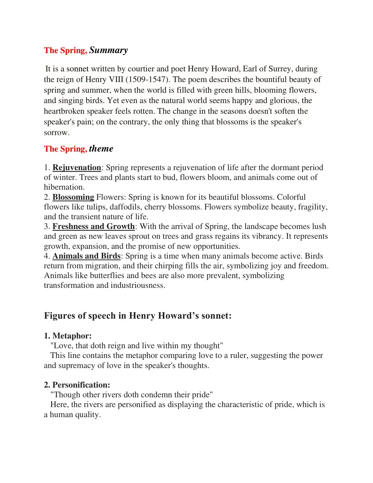غلاف كتاب The Spring, Summary and Theme