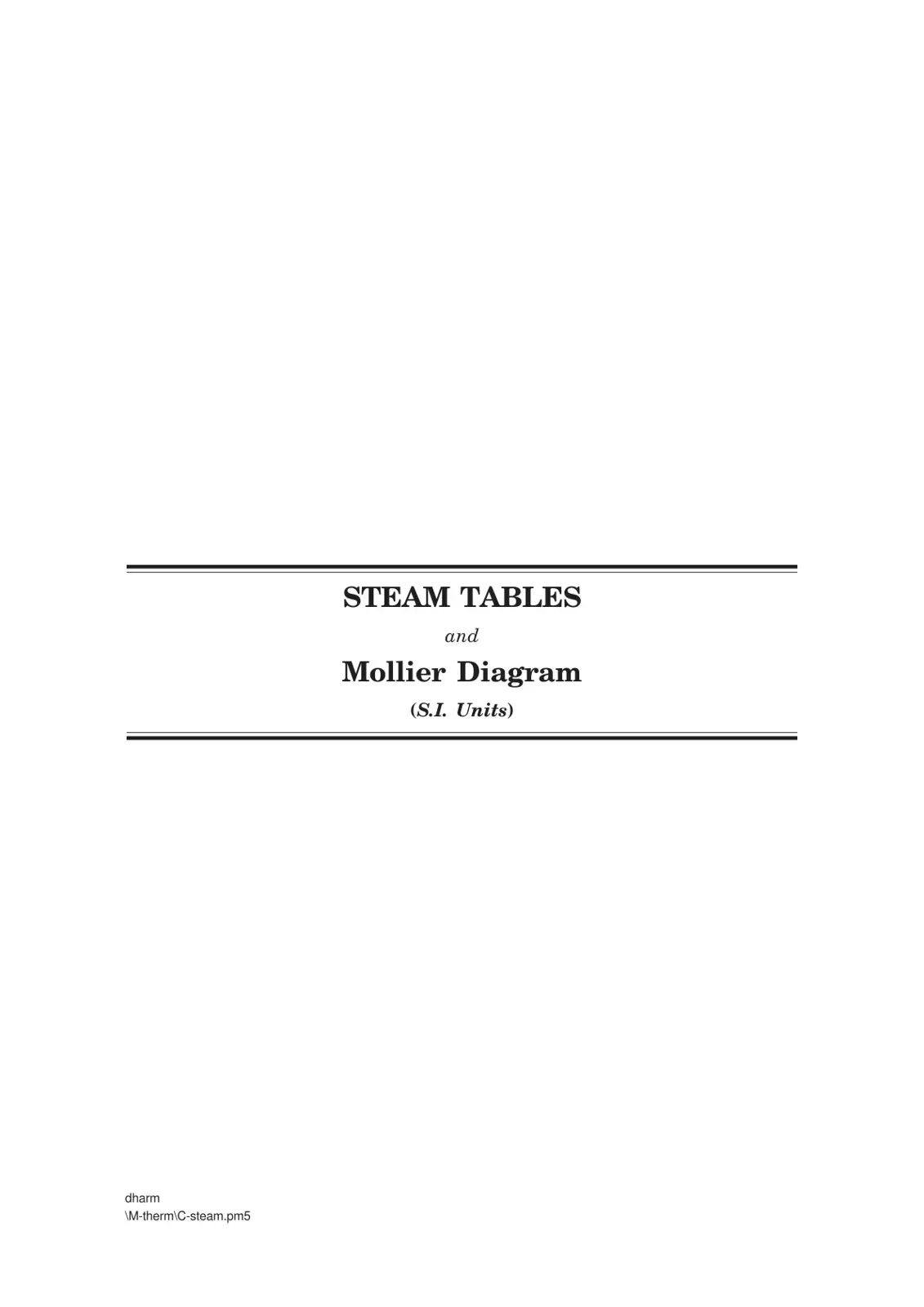 غلاف كتاب STEAM TABLES and Mollier Diagram (S.I. Units)